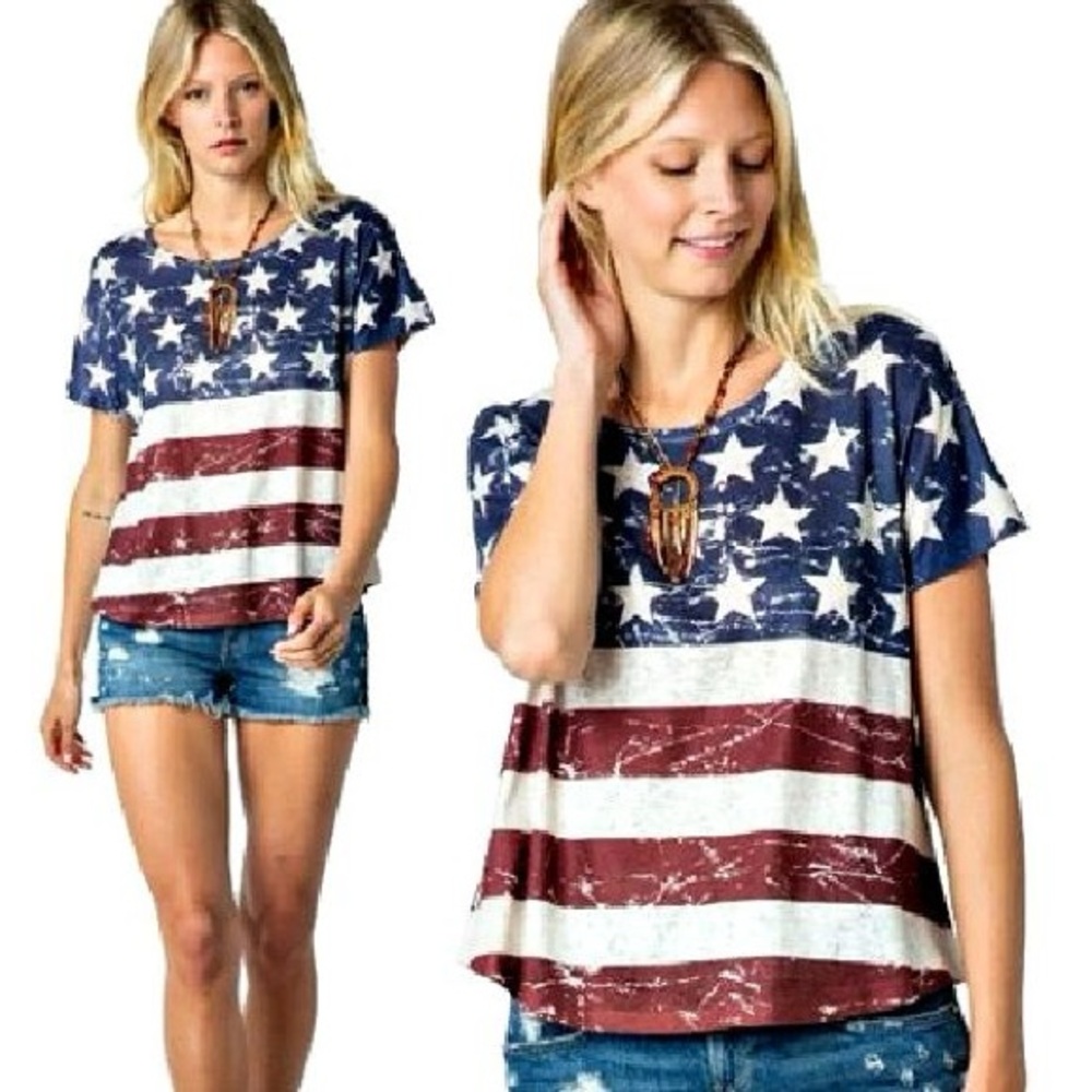 BRAND NEW WITH TAGS Vintage American Flag Oversized Tee